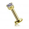 GOLD PLATED PIERCING WITHOUT THREAD WITH A CRYSTAL