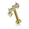 LABRET IN GOLD-PLATED TITANIUM WITH PREMIUM CUBIC ZIRCONIA REPLACEMENT