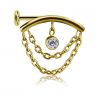 GOLD-PLATED FLAT-HELIX JEWEL WITH CHAINS AND CRYSTAL