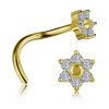 SOLID GOLD FLOWER NOSE JEWELRY WITH DIAMONDS