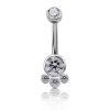 Hand-polished titanium navel jewel with crystals