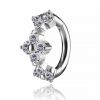 Piercing nombril ovale avec fleurs en cristal