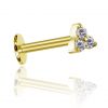 Piercing labret dorado con tres cristales