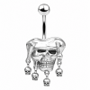 BELLY BUTTON PIERCING WITH CLOWN SKULLS
