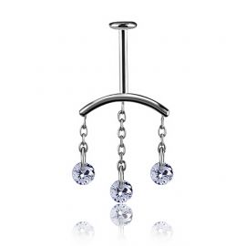 PIERCING LABRET FOR VERTICAL HELIX WITH THREE CRYSTALS