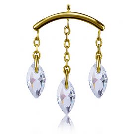 GOLD PLATED VERTICAL HELIX ACCESSORY WITH THREE CRYSTAL DROPS
