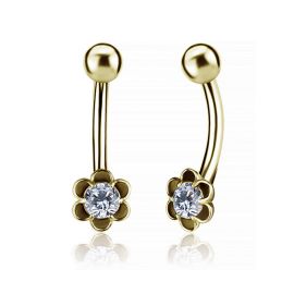 NAVAL PIERCING INTERNAL GOLD-PLATED WITH CRYSTAL FLOWER