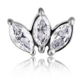 REPLACEMENT PIERCING WITH THREE LEAVES OF MARQUISE CUT CRYSTALS
