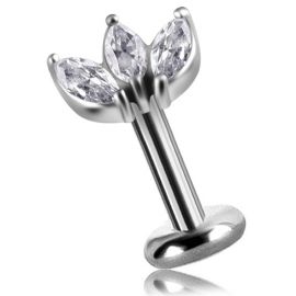 PIERCING WITH THREE LEAVES OF MARQUISE CUT CRYSTALS
