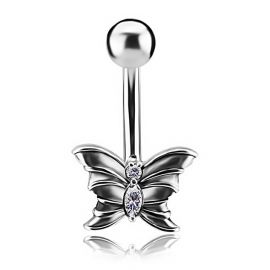 PIERCING PER OMBELICO CON FARFALLA CON PREMIUM CUBIC ZIRCONIA