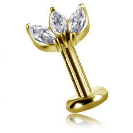 GOLD PIERCING WITH MARQUISE CUT CRYSTAL LEAVES