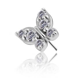 Replacement jewel piercing with butterfly of crystals