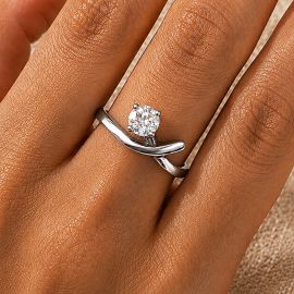 ANELLO ARGENTO E CRISTALLI TAGLIO BAGUETTE
