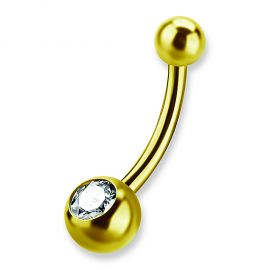 Gold pvd banana piercing with Premium crystal