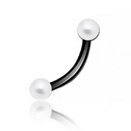 Black steel banana piercing with pearls