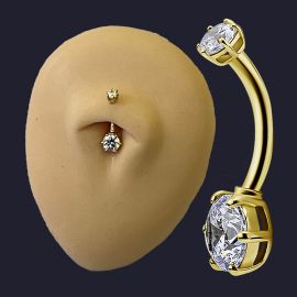 Piercing de oro amarillo con circonitas premium