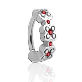 BELLY BUTTON PIERCING OF RED FLOWER CRYSTALS