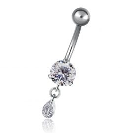 Piercing ombelico con piccolo cristallo pendente