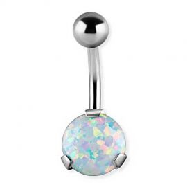 BELLY BUTTON PIERCING WITH SYNTHETIC OPAL