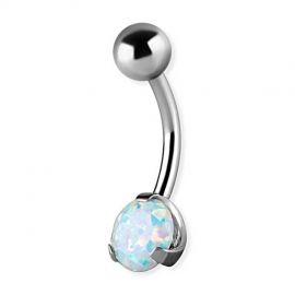 BELLY BUTTON PIERCING WITH LAB CREATED OPAL