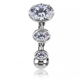 BELLY BUTTON PIERCING WITH DANGLING CRYSTALS