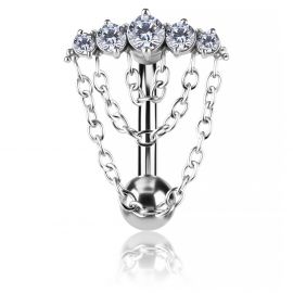 REVERSE BELLY BUTTON JEWELRY WITH CRYSTALS AND CHAINS