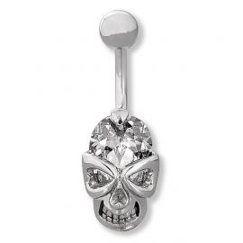 SKULL BELLY BUTTON PIERCING WITH CRYSTAL