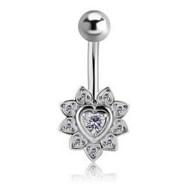 PIERCING PER L'OMBELICO CON CUORE DI CRISTALLO