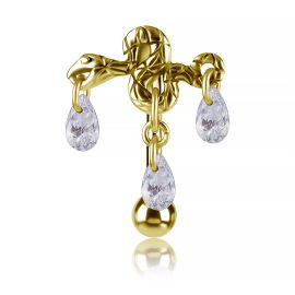 GOLD-PLATED BELLY BUTTON PIERCING WITH SNAKE AND CRYSTALS