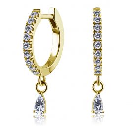 ORECCHINI CLICKER PLACCATI ORO CON CRISTALLO A GOCCIA