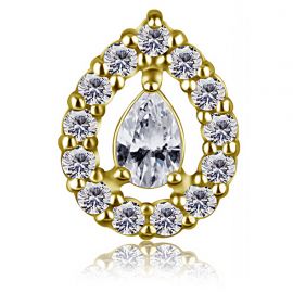 GOLD PLATED TEARDROP PIERCING ACCESSORY WITH CRYSTALS