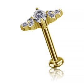 LABRET CON RICAMBIO IN PREMIUM ZIRCONIA PLACCATO ORO