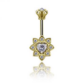 GOLD PLATED HEART SHAPE VERTICAL HELIX PIERCING WITH CRYSTALS