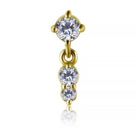 GOLD-PLATED THREADLESS ATTACHMENT WITH PREMIUM CUBIC ZIRCONIA AND DANGLE