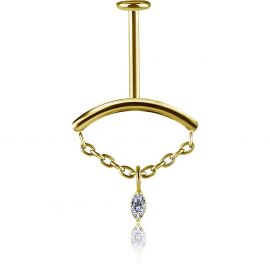 GIOIELLO VERTICAL HELIX PLACCATO ORO CON GOCCIA DI CRISTALLO