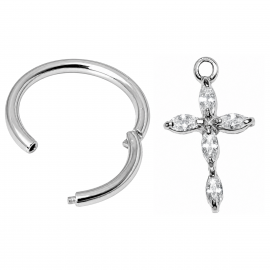 CLICKER CIRCLE WITH CRYSTAL CROSS