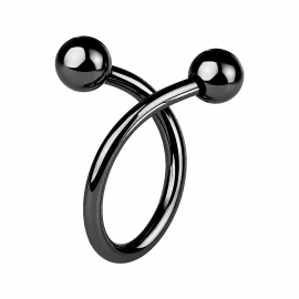 SPIRALPIERCING AUS SCHWARZEM STAHL MIT KUGELN