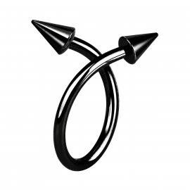 BLACK STEEL SPIRAL PIERCING WITH SPIKED BALLS