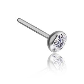 Threadless piercing accessory with white crystal