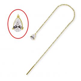 Crystal drop with gold threader chain