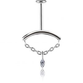 VERTICAL HELIX LABRET WITH CRYSTAL DROP