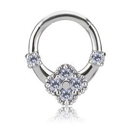 CLICKER RING WITH DIAMOND-SHAPED PREMIUM ZIRCONIA