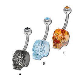 COLORFUL SKULL BELLY BUTTON PIERCING