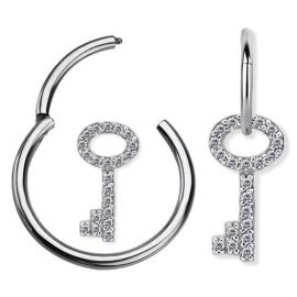 Piercing and pendant with key and crystals