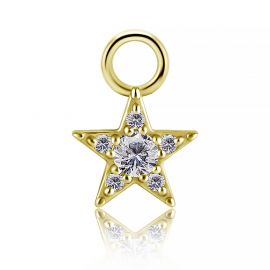 Gold-plated pendant with a star of crystals for circular piercings