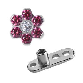 Titanium microdermal and flower with cubic zirconia