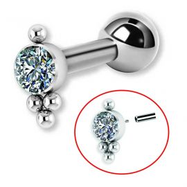 Bar piercing with internal thread and crystal