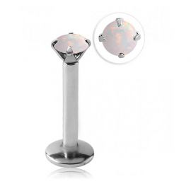 INTERNALLY THREADED LIP PIERCING WITH SYNTHETIC OPAL