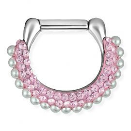 Septum piercing clicker with pearl
