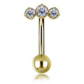 GOLD-PLATED BELLY BUTTON JEWELRY WITH THREE CRYSTALS